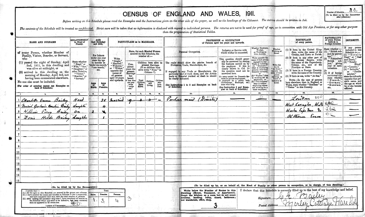 England and Wales Census 1911